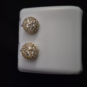 925 Silver on Gold Vermeil Diamond Stud Earrings | 1.80 CTW | 8mm